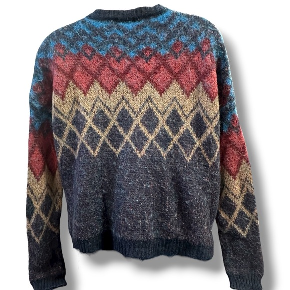 Elsamanda x Anthropologie Women's Mohair Alpaca Blend Argyle Cardigan Sweater L - Picture 5 of 6